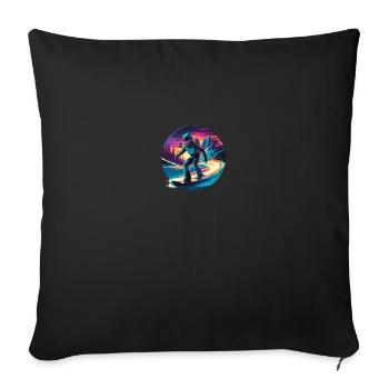 580s Snowboarding - Sofa pillowcase 17,3'' x 17,3'' (45 x 45 cm) - black - Front