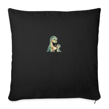 Dinosaurs with Baby Dinosaurs - Sofa pillowcase 17,3'' x 17,3'' (45 x 45 cm) - black - Front