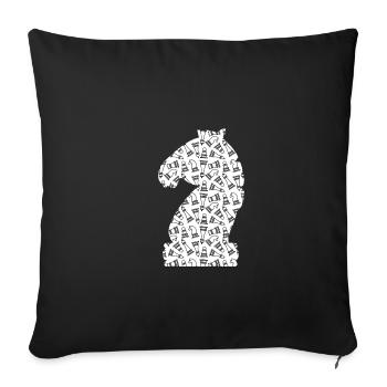 Pièce d’échecs Cheval Joueur d’échecs - Housse de coussin décorative 45 x 45 cm - noir - Devant