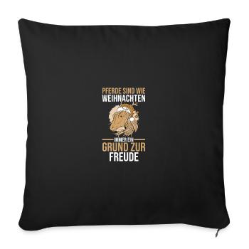 Père Noël Noël équitation cavalier chevaux - Housse de coussin décorative 45 x 45 cm - noir - Devant