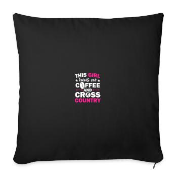 Ski de fond Coureurs Ski de fond - Housse de coussin décorative 45 x 45 cm - noir - Devant