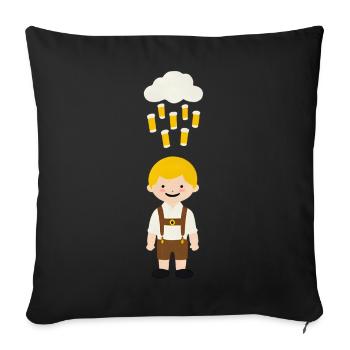 Pluie de haricots sur l’enfant lederhosen - Housse de coussin décorative 45 x 45 cm - noir - Devant