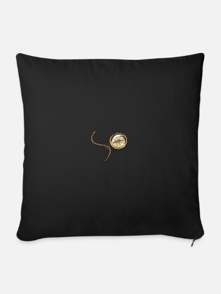 Golden Compass Sailing Sport Boat Yacht Sailing - Sofa pillowcase 17,3'' x 17,3'' (45 x 45 cm) - black
