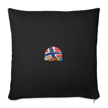 Norvège Drapeau viking Scandinavie vacances - Housse de coussin décorative 45 x 45 cm - noir - Devant