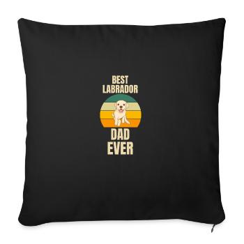 Labrador Papa Chiens Fête des Pères Rétro Labrador - Housse de coussin décorative 45 x 45 cm - noir - Devant