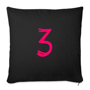 3 YEARS. 3rd ANNIVERSARY. BIRTHDAY 3 YEARS. THREE - Sofa pillowcase 17,3'' x 17,3'' (45 x 45 cm) - black - Front