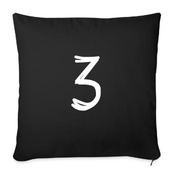 3 YEARS. 3rd ANNIVERSARY. BIRTHDAY 3 YEARS. THREE - Sofa pillowcase 17,3'' x 17,3'' (45 x 45 cm) - black - Front
