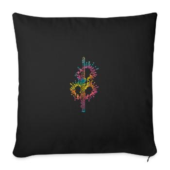 Flute player - Sofa pillowcase 17,3'' x 17,3'' (45 x 45 cm) - black - Front