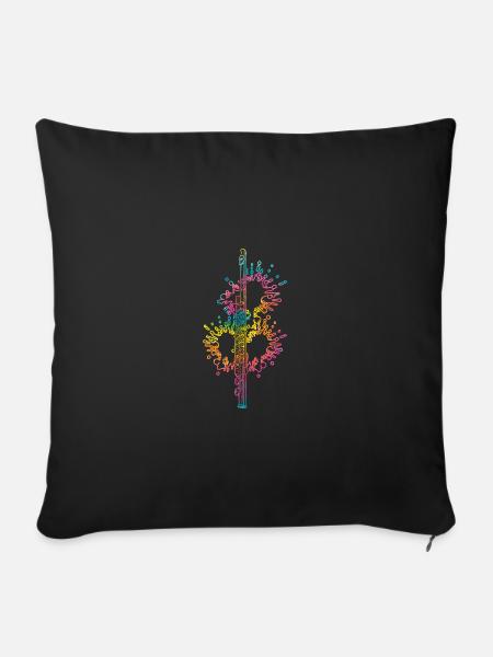 Flötist Querflöte - Sofakissenbezug 45 x 45 cm - Schwarz