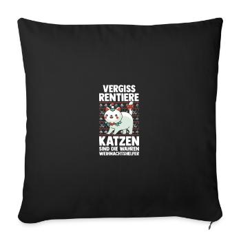 Père Noël Fête de Noël Noël Chats - Housse de coussin décorative 45 x 45 cm - noir - Devant