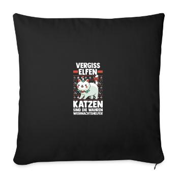 Père Noël Fête de Noël Noël Chats - Housse de coussin décorative 45 x 45 cm - noir - Devant