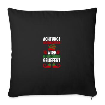 Père Noël Noël Elfe de Noël - Housse de coussin décorative 45 x 45 cm - noir - Devant