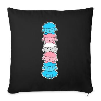 Trans flag sheep design for trans people - Sofa pillowcase 17,3'' x 17,3'' (45 x 45 cm) - black - Front