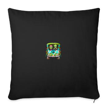 Space Shroom - Hippie Alien - Sofa pillowcase 17,3'' x 17,3'' (45 x 45 cm) - black - Front
