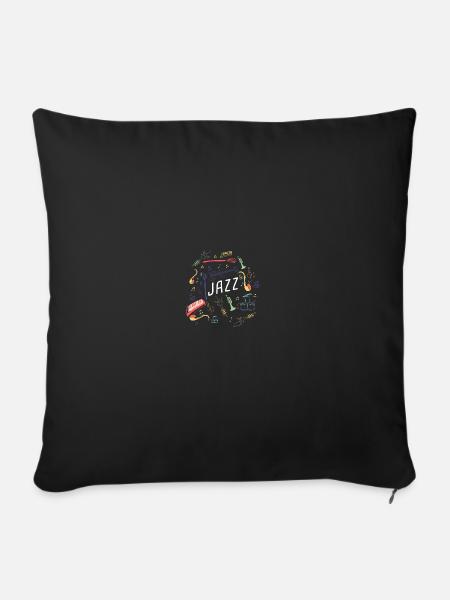 Jazz Instruments Club Collage Saxophone Trumpet - Sofakissenbezug 45 x 45 cm - Schwarz