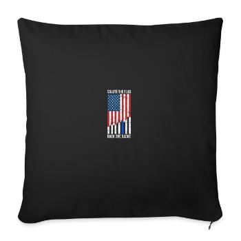 Salute The Flag Back The Badge Flag Law - Sofakissenbezug 45 x 45 cm - Schwarz - Vorne