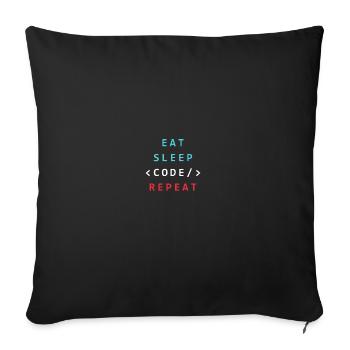 Coding IT Geek - Eat Sleep Code Repeat Programming - Sofakissenbezug 45 x 45 cm - Schwarz - Vorne