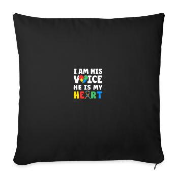 I Am His Voice He Is My Heart Puzzle Ribbon Autism - Sofakissenbezug 45 x 45 cm - Schwarz - Vorne