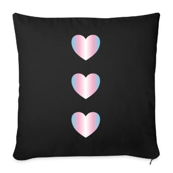 Trans flag colours hearts - Sofa pillowcase 17,3'' x 17,3'' (45 x 45 cm) - black - Front