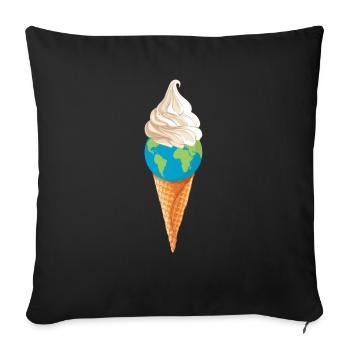 planète terre protection de l’environnement « boule de glace » ambiances estivales - Housse de coussin décorative 45 x 45 cm - noir - Devant