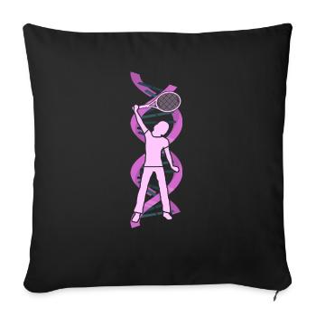 tennis tennisgirl tennis-adn tennisgen tennis-maman - Housse de coussin décorative 45 x 45 cm - noir - Devant