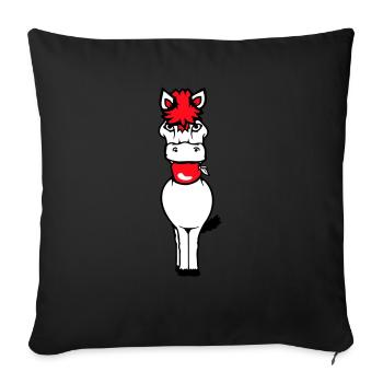 Horse Eating Apple Eating Hunger Fruit Delicious Healthy - Sofa pillowcase 17,3'' x 17,3'' (45 x 45 cm) - black - Front