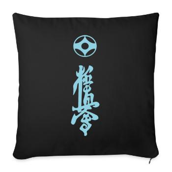 Kyokushin Kaikan Kanji Design en bleu - Housse de coussin décorative 45 x 45 cm - noir - Devant