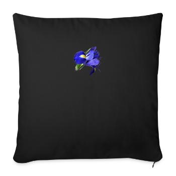 fleur bleu trés belle fleurs - Housse de coussin décorative 45 x 45 cm - noir - Devant