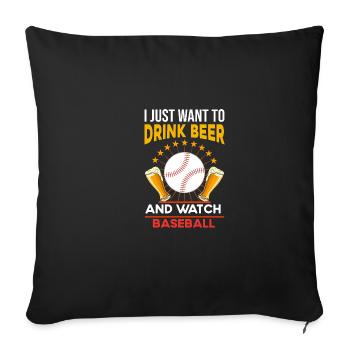 Buvez de la bière et regardez le baseball -bi - Housse de coussin décorative 45 x 45 cm - noir - Devant