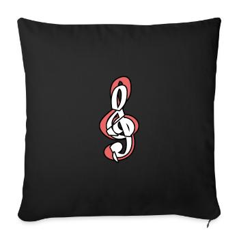 Music acoustic frontman clef tape - Sofa pillowcase 17,3'' x 17,3'' (45 x 45 cm) - black - Front