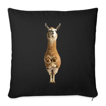 Lama - Sofakissenbezug 45 x 45 cm - Schwarz - Vorne