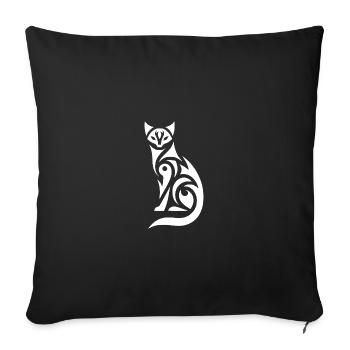 Tribal cat in expressive silhouette - Sofa pillowcase 17,3'' x 17,3'' (45 x 45 cm) - black - Front