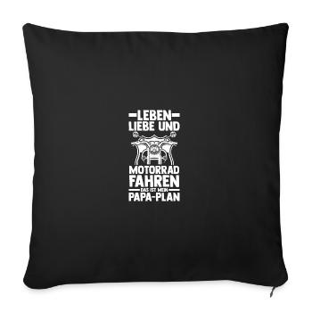 Papa Moto Père Motard - Housse de coussin décorative 45 x 45 cm - noir - Devant