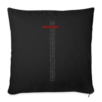 Alerte! Antifasciste ! - Art des mots rouge/gris - Housse de coussin décorative 45 x 45 cm - noir - Devant
