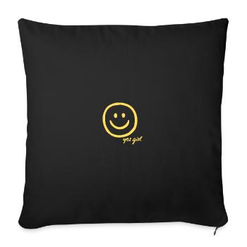 Yes Girl Smile Hand Drawing Yellow - Sofa pillowcase 17,3'' x 17,3'' (45 x 45 cm) - black - Front