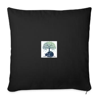 Sleeper cat under tree swirl - Sofa pillowcase 17,3'' x 17,3'' (45 x 45 cm) - black - Front