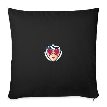 Femme aux roses, lunettes en forme de cœur, amour rétro - Housse de coussin décorative 45 x 45 cm - noir - Devant