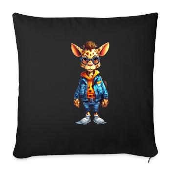 Cute Giraffe Cartoon - Sofa pillowcase 17,3'' x 17,3'' (45 x 45 cm) - black - Front
