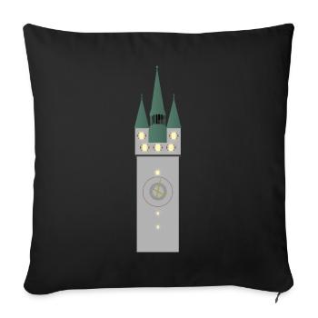 Straubing city tower at night - Sofa pillowcase 17,3'' x 17,3'' (45 x 45 cm) - black - Front
