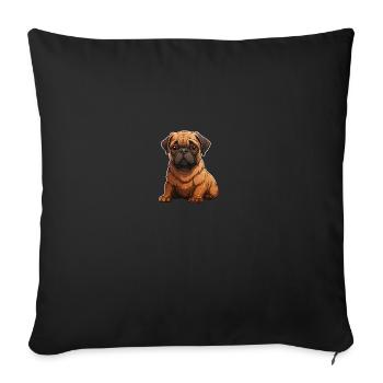 Portrait de carlin - Housse de coussin décorative 45 x 45 cm - noir - Devant