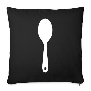Icône cuillère de cuisine Cadeau blanc Chef Cuisine - Housse de coussin décorative 45 x 45 cm - noir - Devant