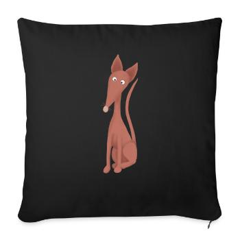 Podenco sitzend - Sofakissenbezug 45 x 45 cm - Schwarz - Vorne