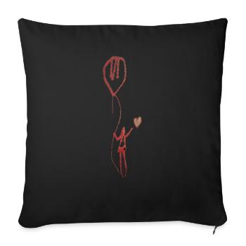 Une fille avec du cœur et un ballon - Housse de coussin décorative 45 x 45 cm - noir - Devant