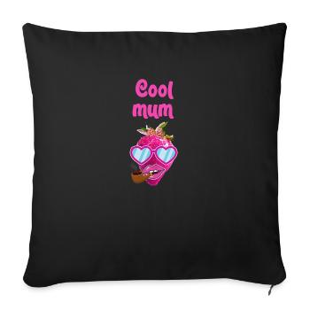 maman cool, pipe, fraise, pop-art, rose, lunettes de soleil - Housse de coussin décorative 45 x 45 cm - noir - Devant