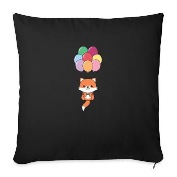 Fox Flies With Colorful Balloons Kawaii Foxes - Sofa pillowcase 17,3'' x 17,3'' (45 x 45 cm) - black - Front