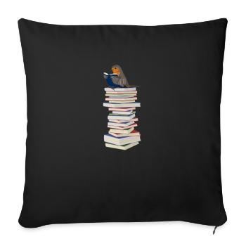 Robin reads books bird friend bookworm - Sofa pillowcase 17,3'' x 17,3'' (45 x 45 cm) - black - Front