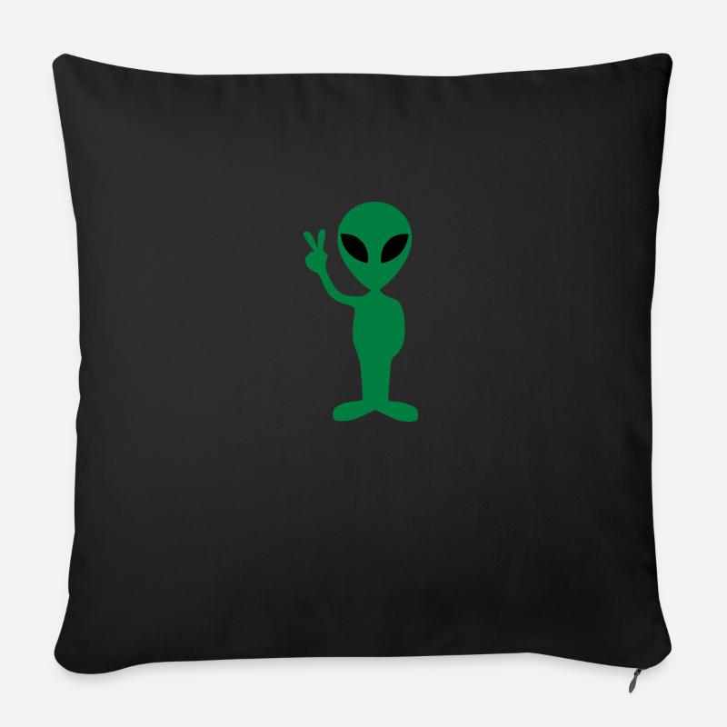 Peace alien - Sofa pillowcase 17,3'' x 17,3'' (45 x 45 cm) - black