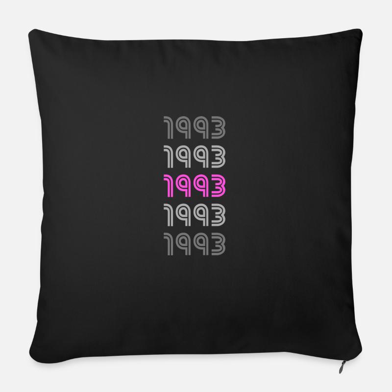 Année 1993 - Housse de coussin décorative 45 x 45 cm - noir