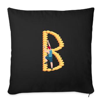 Escalade, Bloc, Escalade sportive, Mur d’escalade, Haut - Housse de coussin décorative 45 x 45 cm - noir - Devant