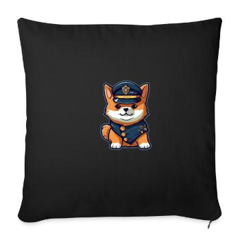 Le chien japonais Shiba Inu en tant que policier - Housse de coussin décorative 45 x 45 cm - noir - Devant